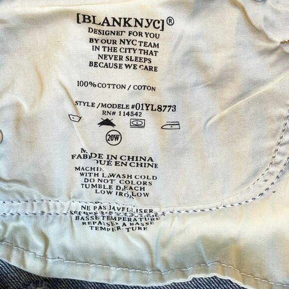 Blank Nyc Plus Size‎ Blue Denim Cut Off Shorts Distressed Sustainable Size 20 W - Picture 14 of 14